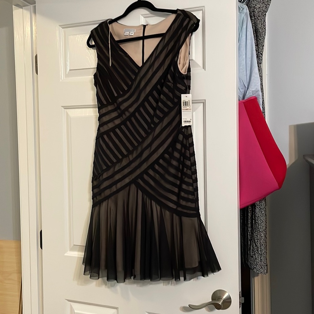 London times black dress with nude underlay